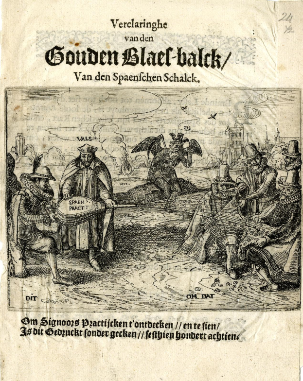 Ein altes Buch mit einer Zeichnung von Menschen, die sich unterhalten, auf dem Cover.