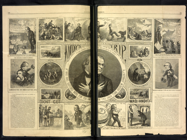 Offenes Comic-Heft mit bunten Illustrationen von Charakteren und Szenen, begleitet von Text.