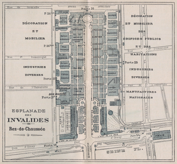 Ausführliche alte Stadtkarte mit Straßen, Gebäuden, Sehenswürdigkeiten und Textbeschriftungen.