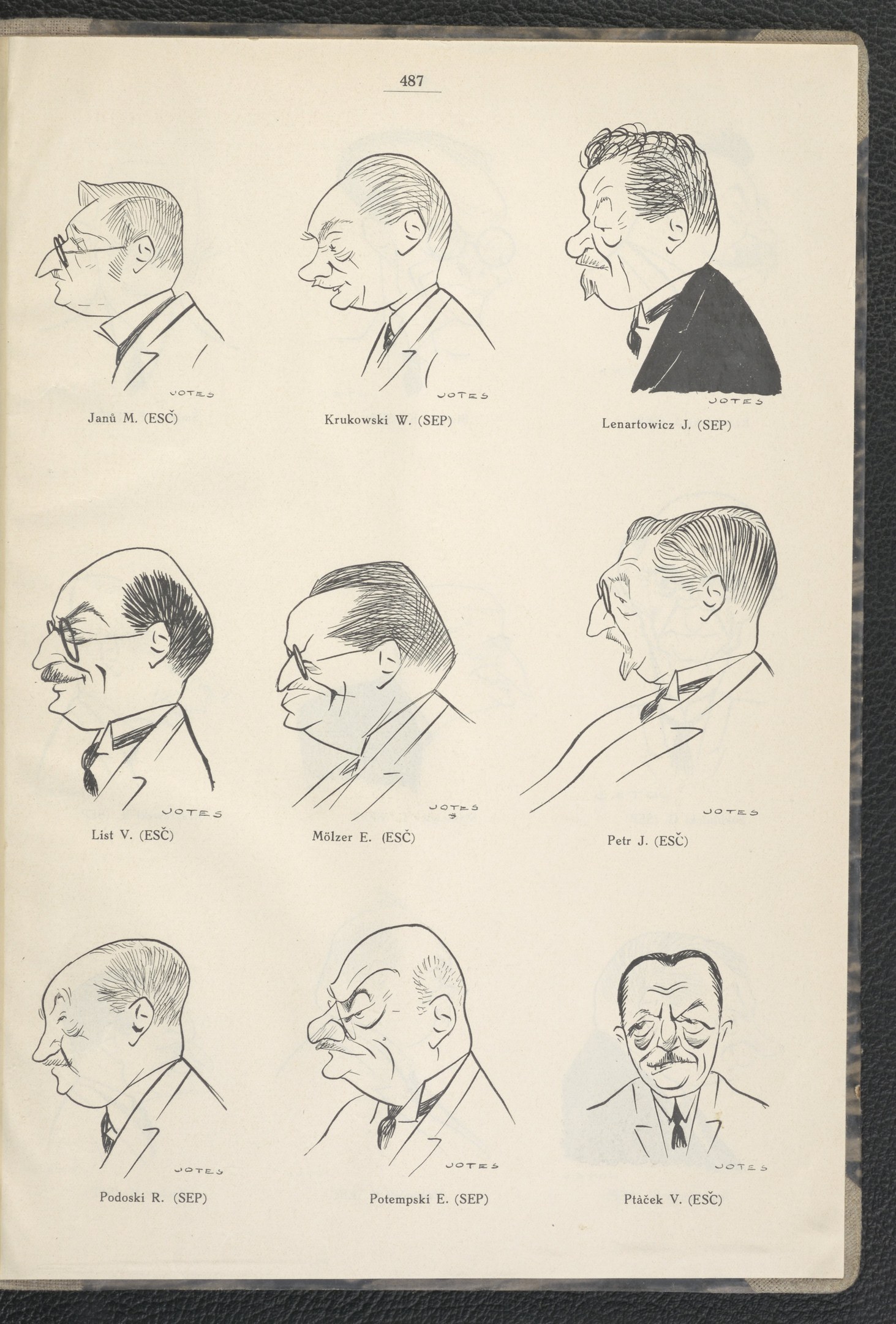 Ein Buch mit einem Raster von skizzierten Männern in Anzügen und Krawatten, jeder mit unterschiedlichen Gesichtsausdrücken, und fetter Schrift auf dem Cover.