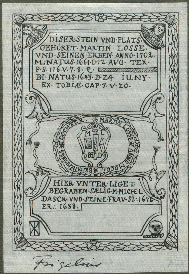 Eine alte deutsche Banknote mit einer schwarz-weißen Zeichnung eines Wappens, dem Text "dachter martin lösse" und einem Logo unten.