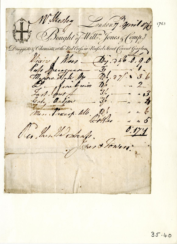 Ein vergilbtes, altes juristisches Dokument von Williams Jones' Kaufvertrag, mit sauberer Handschrift, die den Verkauf von Testamenten und Jones beschreibt.