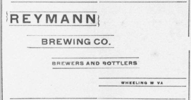 Schwarzes und weißes Foto eines Papiers mit der Aufschrift "Reymann Brewing Co. Brauer und Abfüller"