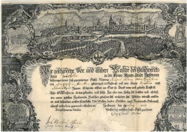 Eine alte deutsche Banknote mit einer Stadtansicht, umgeben von Text und zusätzlichen Designs, die einen klassischen und zeitlosen Look vermittelt.