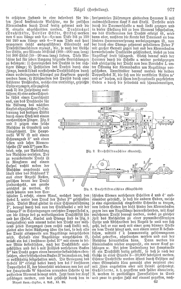 Eine Buchseite mit einer Maschinenzeichnung und dem Text "Deutsches Patent 977,977" sowie mehreren umliegenden Maschinenbildern.