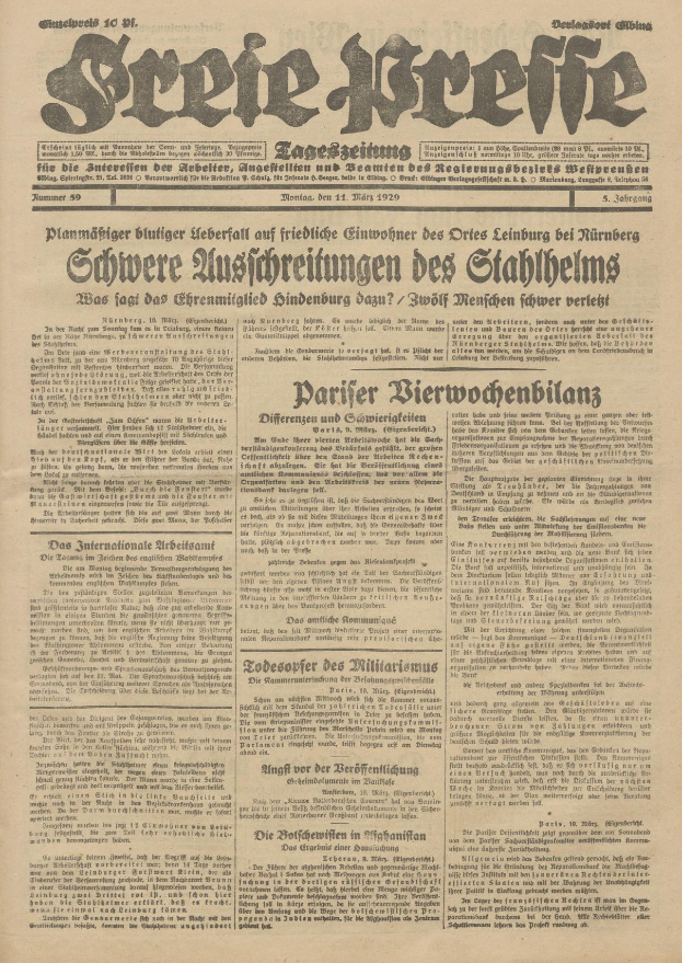 Schwarze und weiße Titelseite einer deutschen Zeitung mit einem ernst dreinblickenden Mann, der direkt in die Kamera schaut.