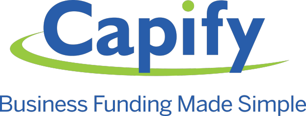 "Text reads 'capify business funding made simple' in bold black font on a white background, centered and surrounded by a thin black border."
