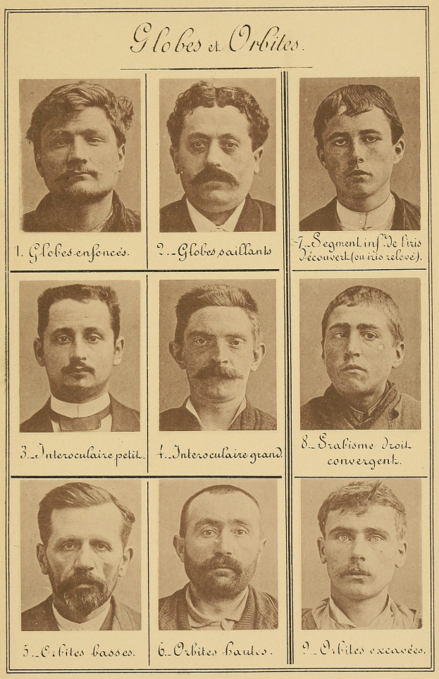 Schwarzes und weißes Foto einer Gruppe von Männern mit Schnurrbärten, die verschiedene Gesichtsausdrücke zeigen, begleitet von Text.