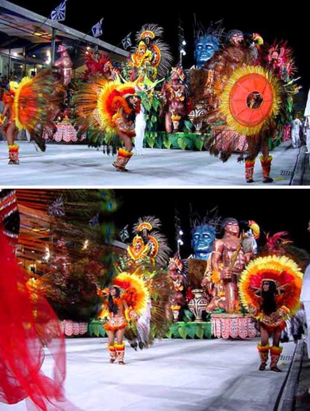 Eine Collage mit Darstellungen von Menschen, die etwas ausführen, einer Statue und einem Gebäude.